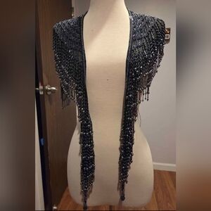 Elegant Black Beaded Shawl